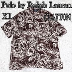 538【希少L】ポロバイラルフローレン☆CLAYTON 開襟 アロハシャツ ポロバイラルフローレン CLAYTON シャツ XL シルク リネン 総柄 開襟