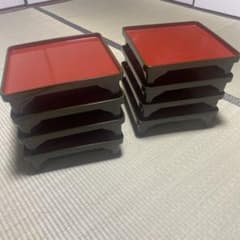 木製脚付お膳 8客 懐石 茶道具 古物 側面ウグイス色 ビンテージ - メルカリ