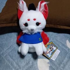 狐 ぬいぐるみ 白 赤 青い前掛けのサムネイル