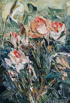 油彩画 SM 227×158　「枯ればら」額装 油彩画 SM 227×158 「枯ればら」額装 - メルカリ