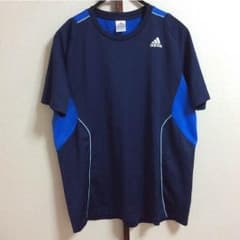 adidas アディダス ラグラン 半袖 シャツ ネイビー×ブルー 2XOのサムネイル