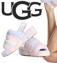 UGG ファー スライドサンダル ピンクブルー UGG ファー スライドサンダル ピンクブルー - メルカリ
