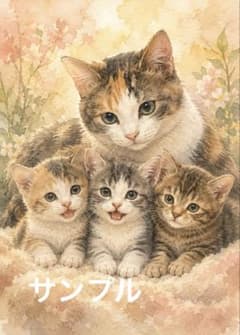 一作限り】親子三毛猫と三匹子猫 ぬくもり猫アート H813 - メルカリ