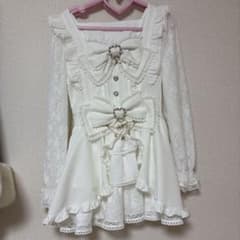 LIZLISAフロントカシュクールBIGリボンセットアップ長袖白❣️大セール