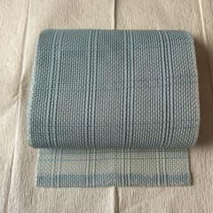 夏帯 開き名古屋帯 涼しげな水色 格子 夏帯 開き名古屋帯 涼しげな水色 格子 - メルカリ
