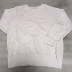 トレーナーBRICOLAGE ホワイト レーススウェット LLサイズ