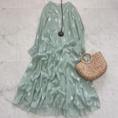 美品✨ヌキテパ　コットンボイル フラワープリントドレス　ミント　2024SS 美品✨ヌキテパ コットンボイル フラワープリントドレス ミント 2024SS