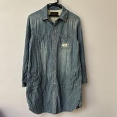 美品　CUBE SHUGAR デニム長袖シャツ　チュニック　ワンピース