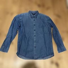 UNIQLO デニムシャツ ボタンダウン 長袖 ブルー Lサイズ　メンズのサムネイル