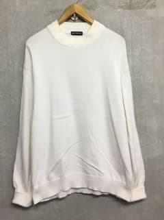 イッセイミヤケ 春物 90s コットン 2重 襟レイヤード ニット 白