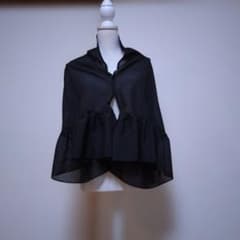 ☆夏絽黒未仕立て羽織リメイクギャザー袖ボレロ☆透け感☆ハンドメイド