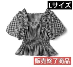 GRL 前後2Way ギンガム柄 シャーリングブラウス Lサイズのサムネイル