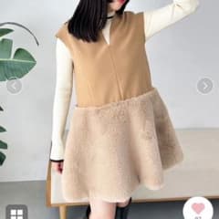 LILY BROWN 2wayファードッキングミニワンピース キャメルのサムネイル