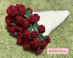 ♡フラワーブランケット♡赤いバラのモチーフ編み　ハンドメイドのサムネイル