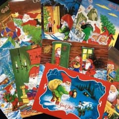 ノルウェーの未使用クリスマスカード　レトロなノーム　9枚のサムネイル