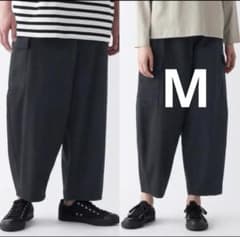新品 黒L 緑M MUJI LABO チノ カーゴ ワイド パンツ ムジラボ MUJI LABO ムジラボ チノカーゴワイドパンツ 男女兼用 カーキグリーン