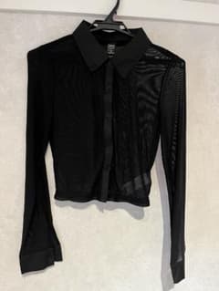 Dazy シースルー 長袖シャツ ブラック Sのサムネイル
