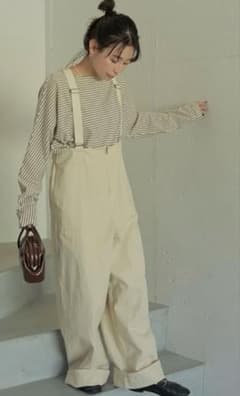 CREDONAクレドナ ワイドデッキオーバーオール エクリュ キナリ 