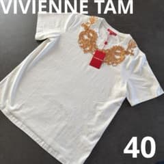 新品タグ付】ヴィヴィアンタム ドラゴン刺繍 スパンコール Tシャツ 白