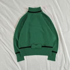 90s vintage タートルネックニット バイカラー リボン レトロ y2kのサムネイル