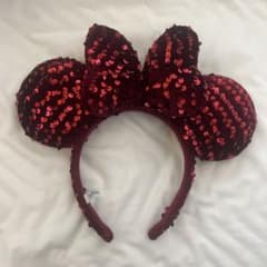 ディズニー　ミニー　ベロアカチューシャ ワインレッド　スパンコールのサムネイル