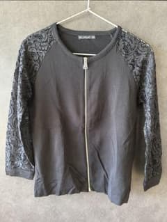 セール　ZARA KNIT ブラック レーススリーブ カーディガンのサムネイル
