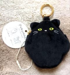 PAKUMARUポーチ黒猫ふわふわぬいぐるみポーチ 小物入れ収納