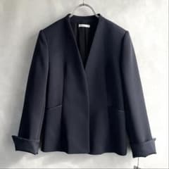 極美品✨エストネーション　22AW ダブルクロスノーカラージャケット　36 紺 極美品✨エストネーション 22AW ダブルクロスノーカラージャケット 36