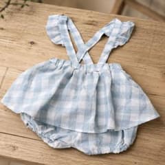 ベビー用 ギンガムチェック かぼちゃパンツ サロペット 100サイズ　juo - 2
