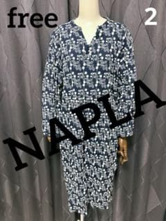 2.napla 花柄刺繍ワンピース FREE ネイビー リネン混 レーヨンのサムネイル