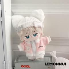 10cm ぬいぐるみ服 着せ替え 帽子付き ジャージ ぬい活 ピンク-A1315