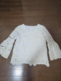 花柄レース 五分袖トップス ホワイトのサムネイル