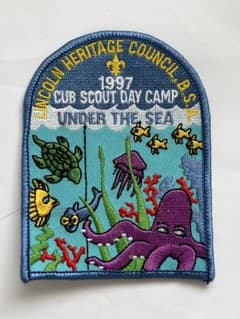 90s ビンテージ ボーイスカウト ワッペン 1997年 キャンプ 魚 刺繍