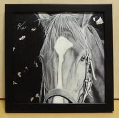 上鈴木正一 油彩画 20cm角『オルフェーヴル(モノクロ③)』新作