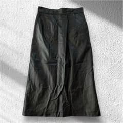 【マウジー】フェイクレザーロングスカート バックスリット ポケット有 2