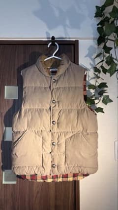 【希少】90s ダウンベスト ベージュ チェック柄のサムネイル