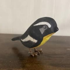 小さなバードカービング コサメビタキ 野鳥 木彫り バードカービング 野鳥 キビタキ 夏鳥 彫刻 木彫り 図工 オブジェ