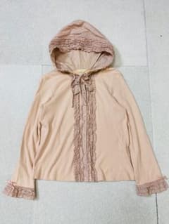 9811. PINK HOUSE ピコフリル ボタン 前開き フードパーカー - メルカリ