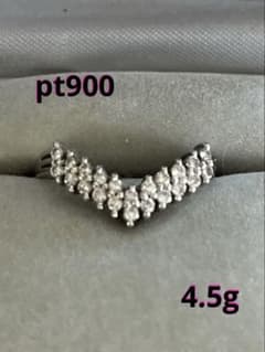 SALE◇プラチナV字 天然ダイヤリング pt900 D0.33 歪み有4.5g - メルカリ