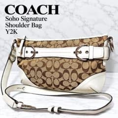 코치 COACH 시그니처 숄더백 Y2K 베이지 화이트