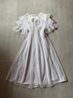 ビンテージ 70s 特殊 ホワイト白 花柄 刺繍 シースルー ワンピース 美品 ビンテージ 70s 特殊 ホワイト白 花柄 刺繍 シースルー ワンピース 美