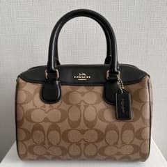 最終値下げ】COACH ミニボストン ハンドバッグ ブラウン ブラック 