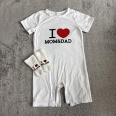 SHEIN ベビー l ♡ MOM&DAD ロンパース 86 靴下付きのサムネイル