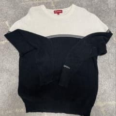 リブ編みデザイン・ブラック×ホワイトセーター・ サイズM・Supremeのサムネイル