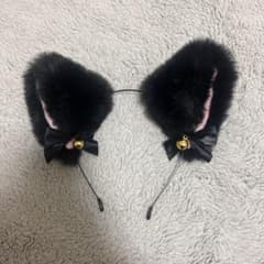 猫耳 カチューシャ ブラック コスプレ 仮装のサムネイル