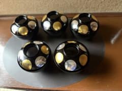 金銀丸紋 漆器 蓋付き日月椀 5客セットのサムネイル