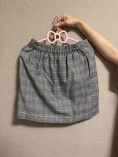 グレンチェック柄 ミニスカート グレーのサムネイル