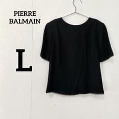 【PIERRE BALMAIN】半袖ブラウス レース装飾 ブラック L
