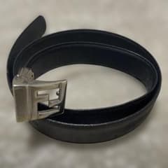 FENDI レザーベルト シルバーバックル 本革 ブラウン イタリア製