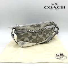 ◆在庫処分◆COACH ショルダーバッグ シグネチャー シルバー  F19724のサムネイル